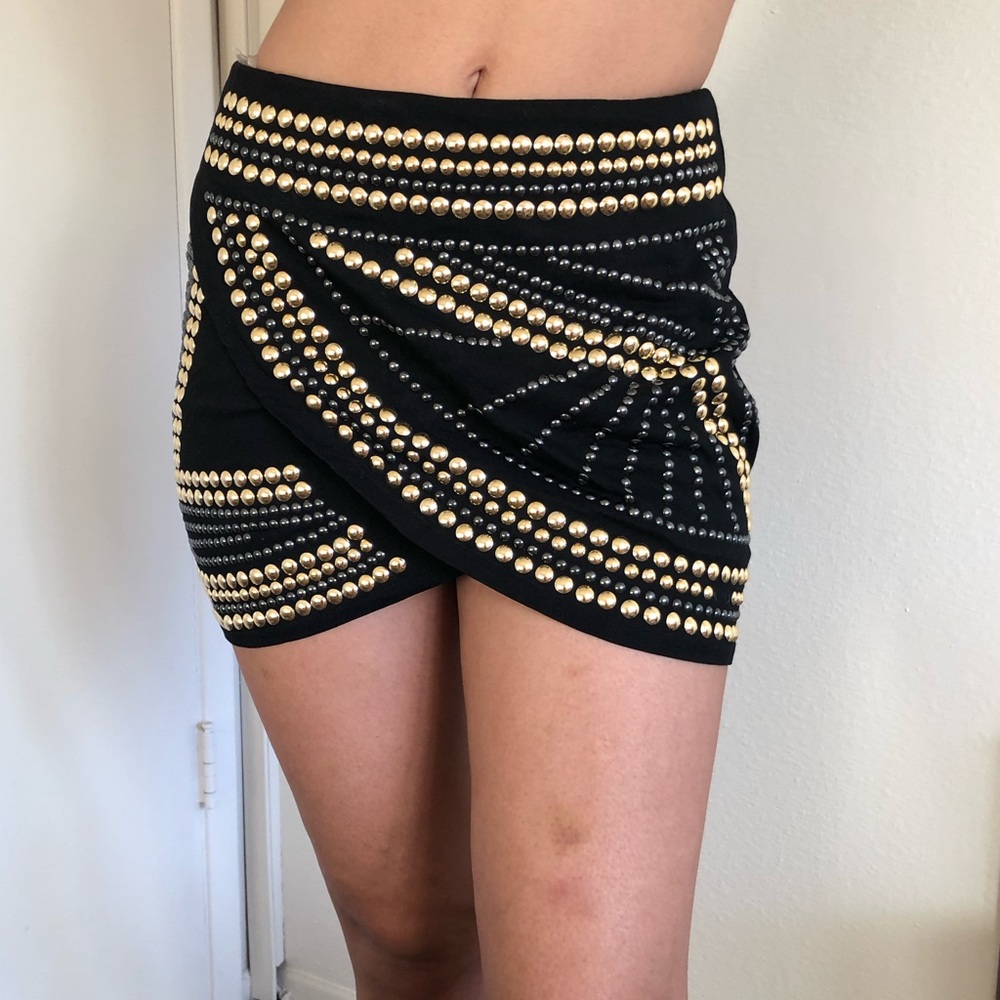 Black skirt with gold and silver studs. - Picture 2 of 3